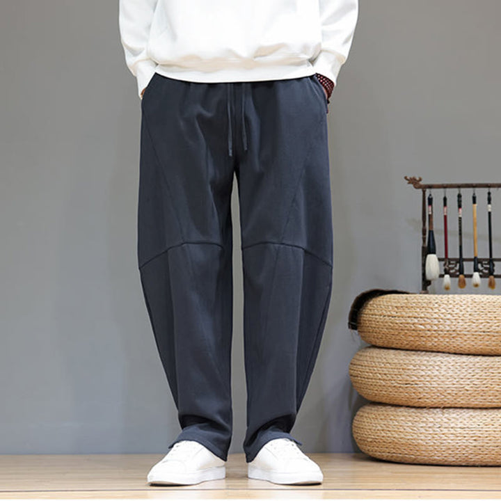 Pantalon d'hiver pour homme en coton et lin doublé polaire, couleur unie, avec poches, Buddha Stones - image 10