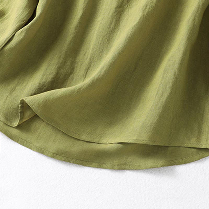 Chemise à manches longues pour femme, motif Buddha Stones, kaki foncé, col montant et demi-boutons - image 9