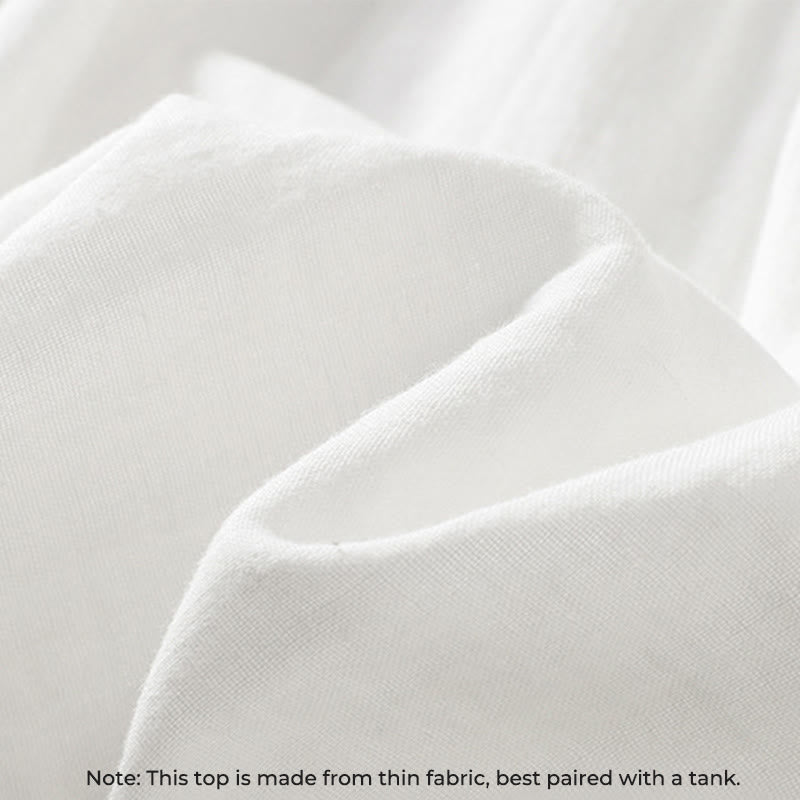 Chemise en coton à manches longues pour femme , Buddha Stones, blanche et à col volanté - image 10