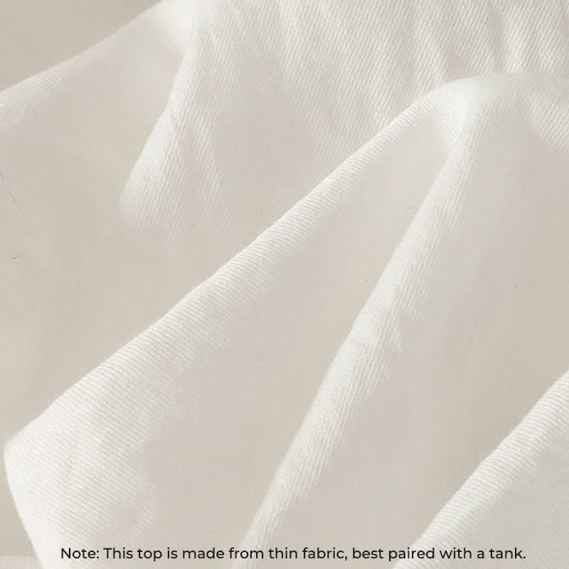 Chemise en coton à manches longues et volants pour femme, ornée de boutons blancs et de Buddha Stones - image 8