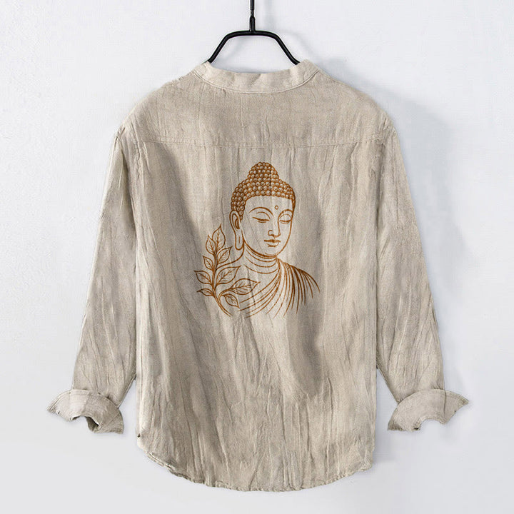 Chemise à manches longues pour homme en coton et lin, motif de Buddha Stones de Bouddha - image 8