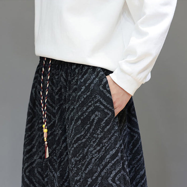 Pantalon harem pour homme en velours côtelé de coton et lin, motif Buddha Stones, cordon de serrage, poches - image 20