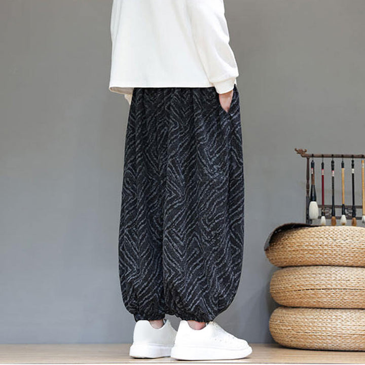Pantalon harem pour homme en velours côtelé de coton et lin, motif Buddha Stones, cordon de serrage, poches - image 14