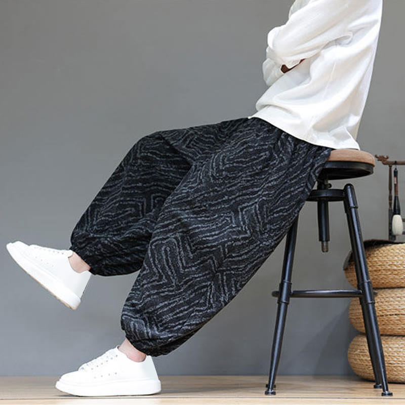 Pantalon harem pour homme en velours côtelé de coton et lin, motif Buddha Stones, cordon de serrage, poches - image 18