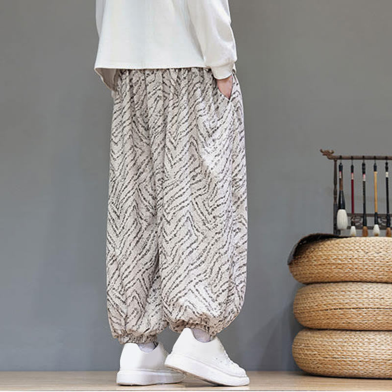 Pantalon harem pour homme en velours côtelé de coton et lin, motif Buddha Stones, cordon de serrage, poches - image 4