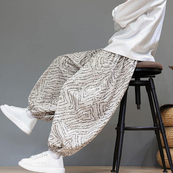 Pantalon harem pour homme en velours côtelé de coton et lin, motif Buddha Stones, cordon de serrage, poches - image 9