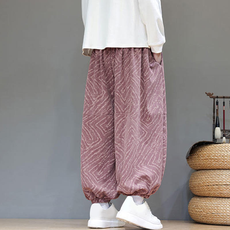 Pantalon harem pour homme en velours côtelé de coton et lin, motif Buddha Stones, cordon de serrage, poches - image 25