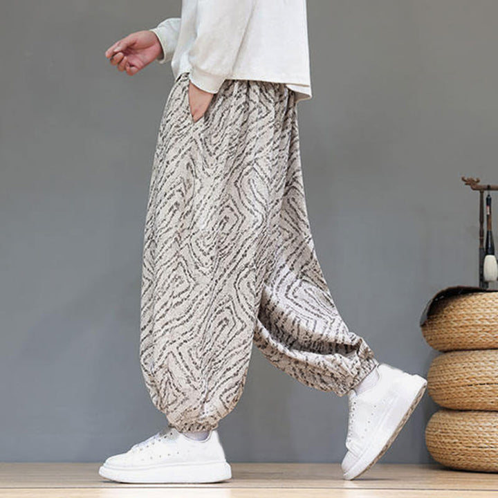 Pantalon harem pour homme en velours côtelé de coton et lin, motif Buddha Stones, cordon de serrage, poches - image 8