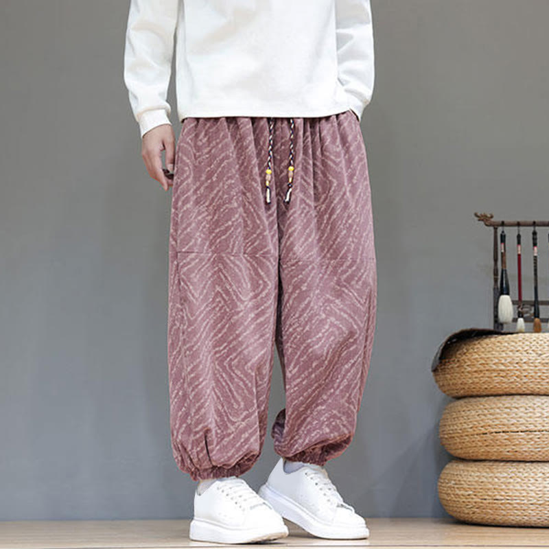 Pantalon harem pour homme en velours côtelé de coton et lin, motif Buddha Stones, cordon de serrage, poches - image 22