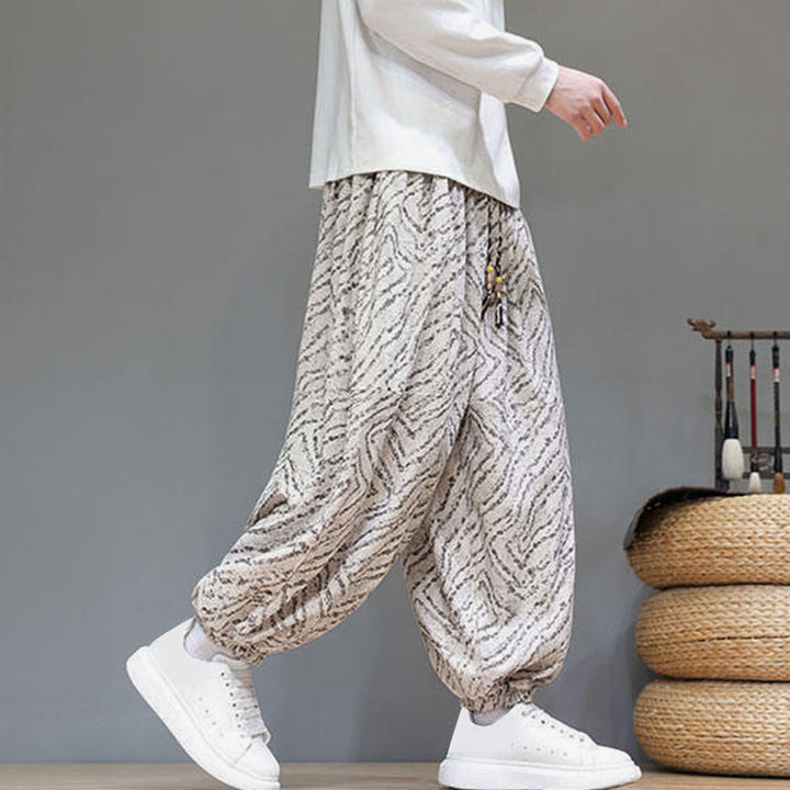 Pantalon harem pour homme en velours côtelé de coton et lin, motif Buddha Stones, cordon de serrage, poches - image 7