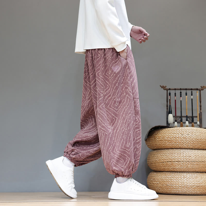 Pantalon harem pour homme en velours côtelé de coton et lin, motif Buddha Stones, cordon de serrage, poches - image 27