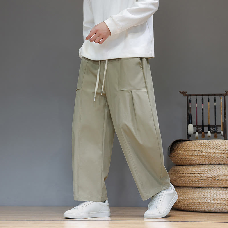 Pantalon harem court pour homme en coton pur couleur automne Buddha Stones avec poches - image 5