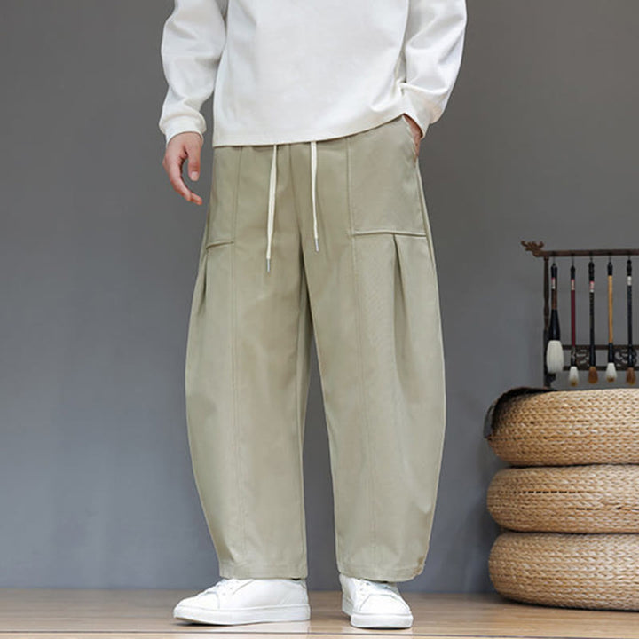 Pantalon harem court pour homme en coton pur couleur automne Buddha Stones avec poches - image 7