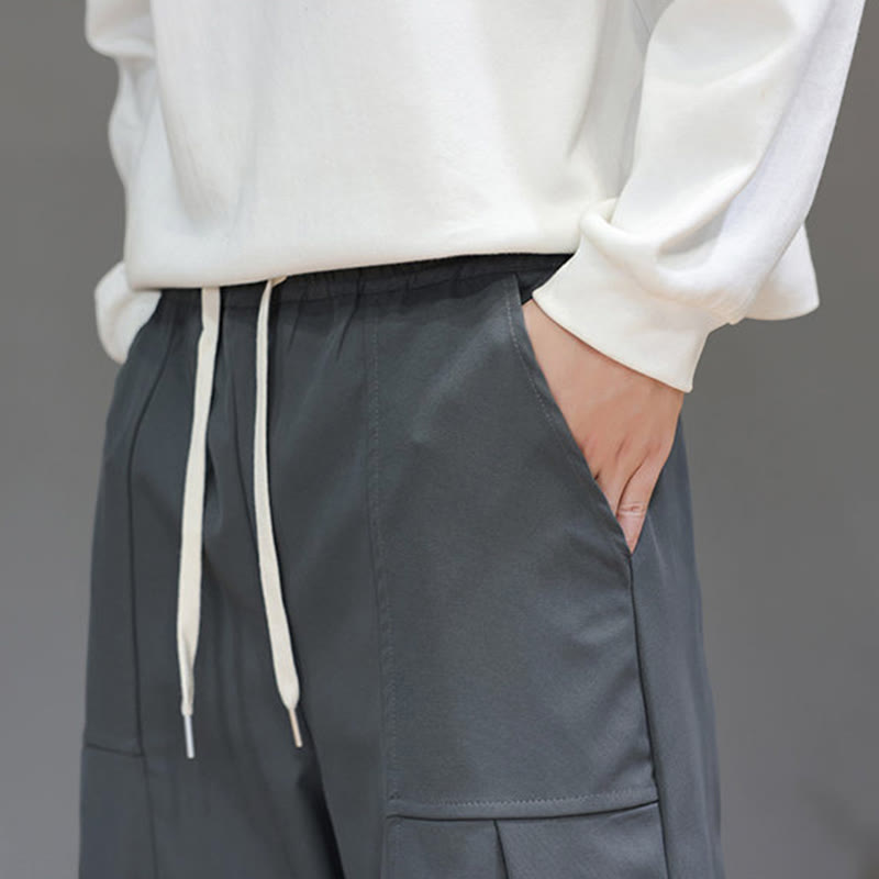 Pantalon harem court pour homme en coton pur couleur automne Buddha Stones avec poches - image 19