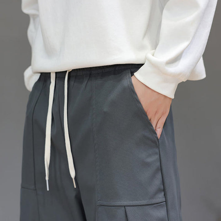 Pantalon harem court pour homme en coton pur couleur automne Buddha Stones avec poches - image 19