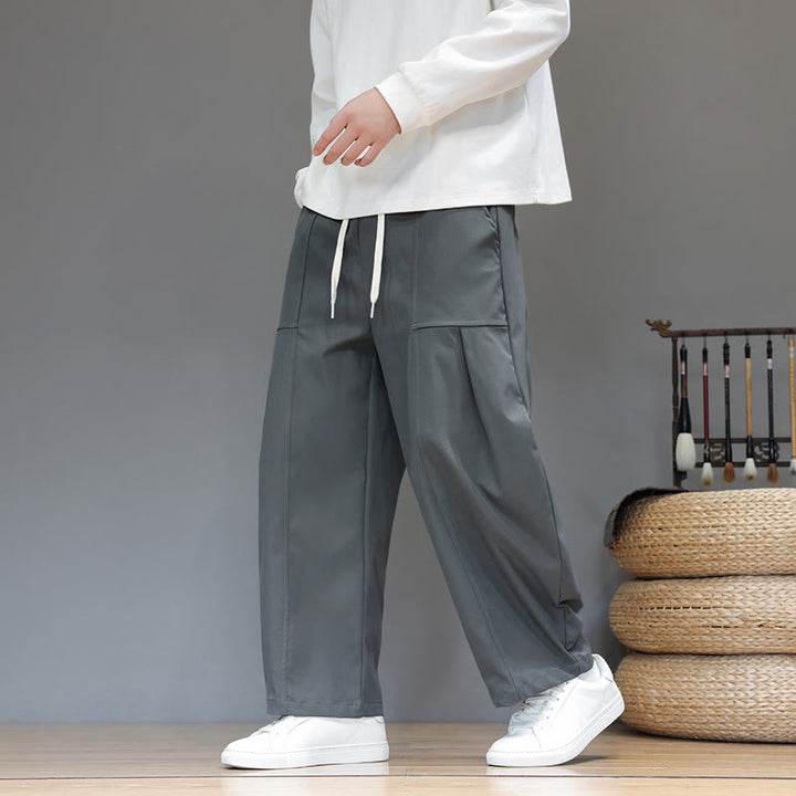 Pantalon harem court pour homme en coton pur couleur automne Buddha Stones avec poches - image 16