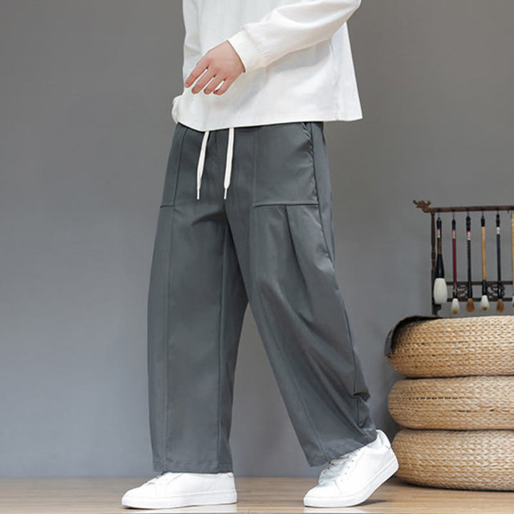 Pantalon harem court pour homme en coton pur couleur automne Buddha Stones avec poches - image 10