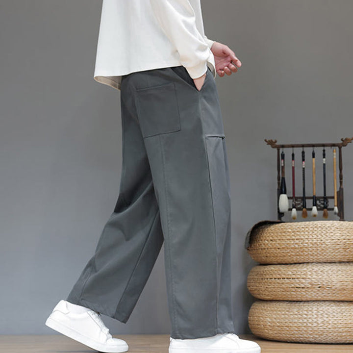 Pantalon harem court pour homme en coton pur couleur automne Buddha Stones avec poches - image 13