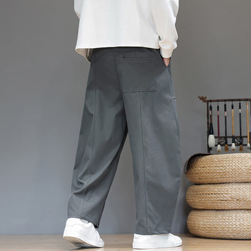 Pantalon harem court pour homme en coton pur couleur automne Buddha Stones avec poches - image 14