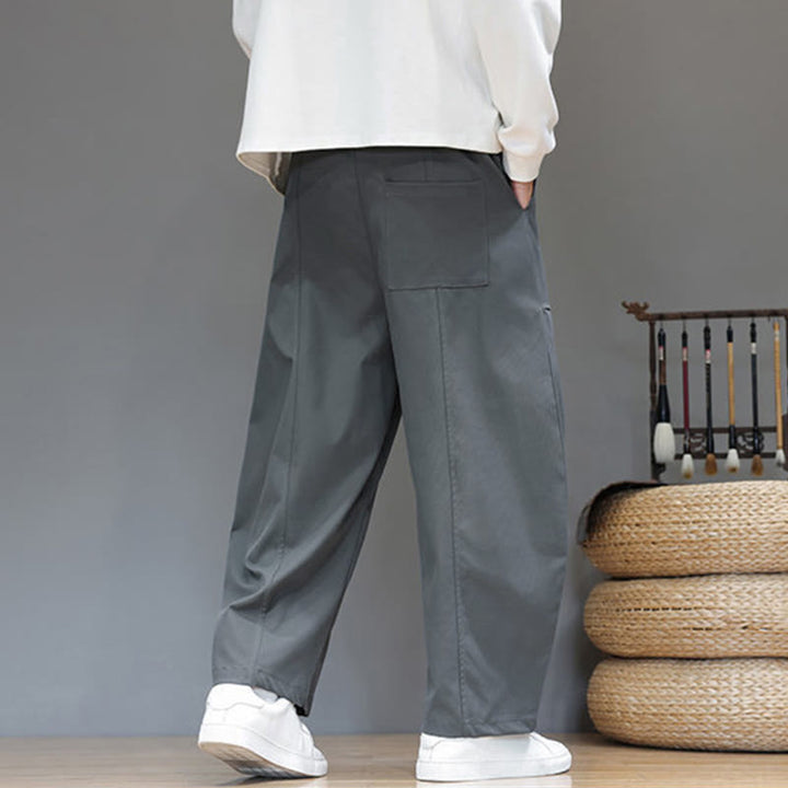 Pantalon harem court pour homme en coton pur couleur automne Buddha Stones avec poches - image 14