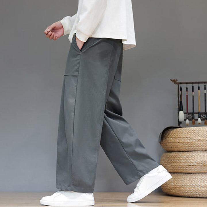 Pantalon harem court pour homme en coton pur couleur automne Buddha Stones avec poches - image 15