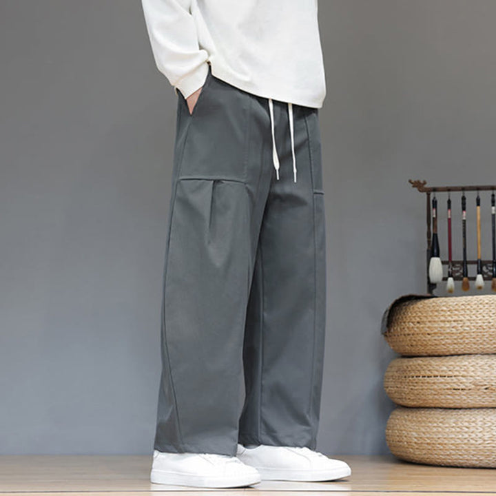 Pantalon harem court pour homme en coton pur couleur automne Buddha Stones avec poches - image 12