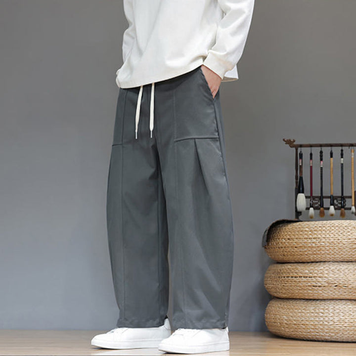 Pantalon harem court pour homme en coton pur couleur automne Buddha Stones avec poches - image 11