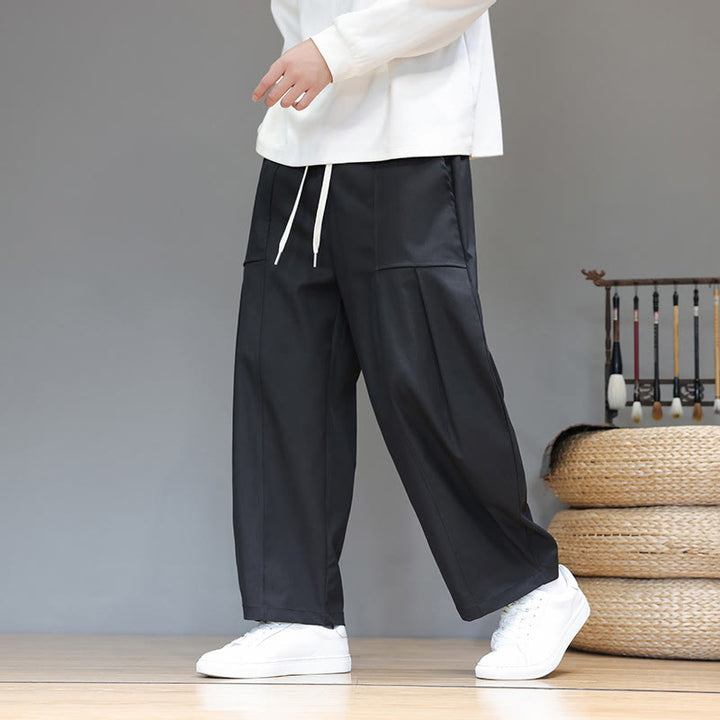 Pantalon harem court pour homme en coton pur couleur automne Buddha Stones avec poches - image 23