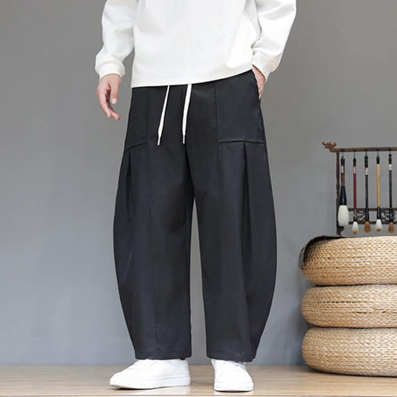 Pantalon harem court pour homme en coton pur couleur automne Buddha Stones avec poches - image 26