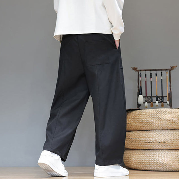 Pantalon harem court pour homme en coton pur couleur automne Buddha Stones avec poches - image 25