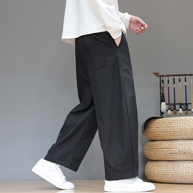 Pantalon harem court pour homme en coton pur couleur automne Buddha Stones avec poches - image 28