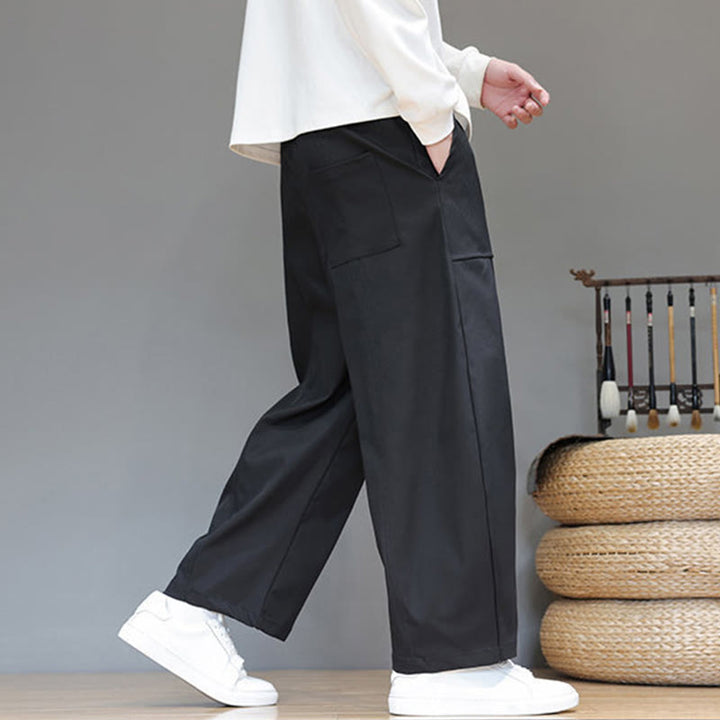 Pantalon harem court pour homme en coton pur couleur automne Buddha Stones avec poches - image 28