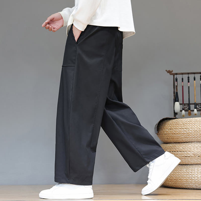 Pantalon harem court pour homme en coton pur couleur automne Buddha Stones avec poches - image 24