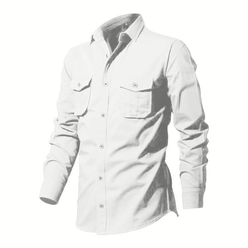 Chemise à manches longues pour homme, col montant, poches, couleur unie, motif Buddha Stones - image 7
