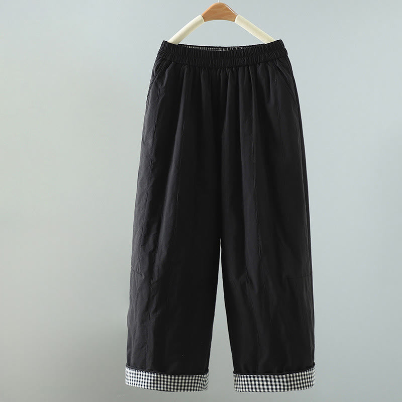 Pantalon harem pour femme avec poches, en coton doublé polaire, à rayures droites et motifs de Buddha Stones - Noir - US8-10，UK/AU12-14，EU40-42 (2XL) - image 6