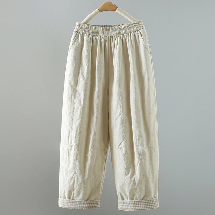 Pantalon harem pour femme avec poches, en coton doublé polaire, à rayures droites et motifs de Buddha Stones - Blanc - US8-10，UK/AU12-14，EU40-42 (2XL) - image 12