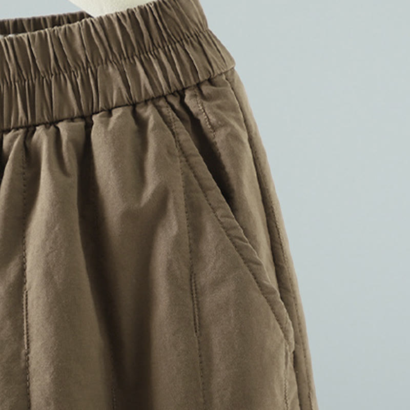 Pantalon harem pour femme avec poches, en coton doublé polaire, à rayures droites et motifs de Buddha Stones - image 2