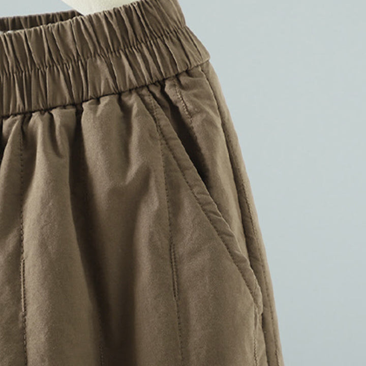 Pantalon harem pour femme avec poches, en coton doublé polaire, à rayures droites et motifs de Buddha Stones - image 2