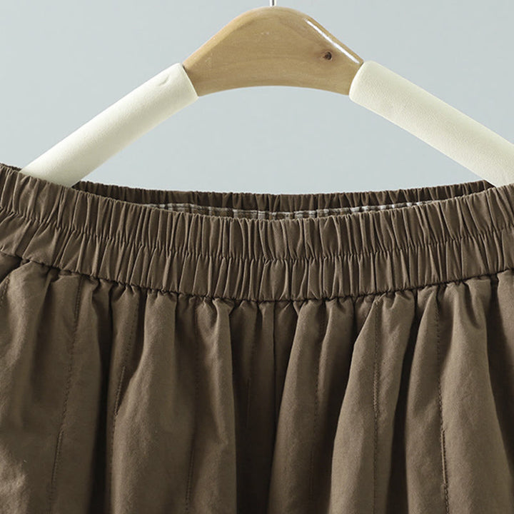 Pantalon harem femme en coton à rayures droites et motifs de Buddha Stones, avec poches - image 1