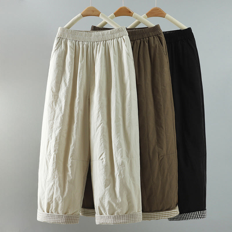 Pantalon harem femme en coton à rayures droites et motifs de Buddha Stones, avec poches - image 22