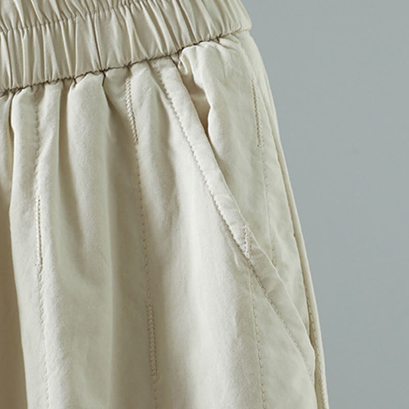 Pantalon harem femme en coton à rayures droites et motifs de Buddha Stones, avec poches - image 17