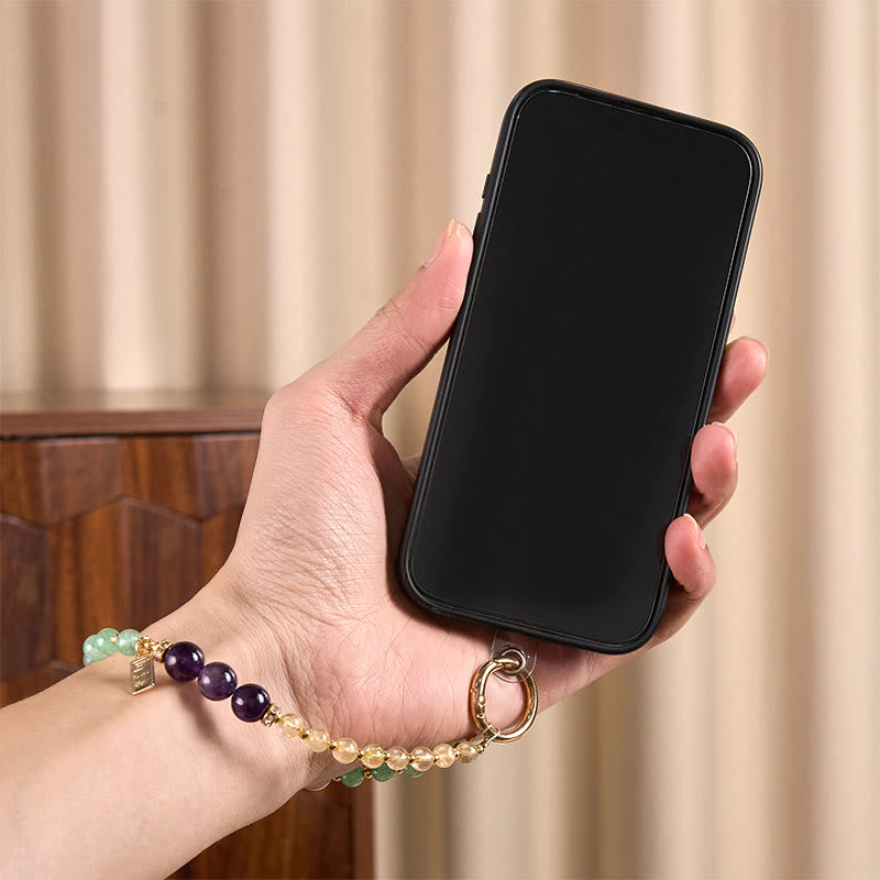 Buddha Stones Quartz fraise vert Citrine Breloque Reine Calme Porte-clés Décoration à suspendre pour téléphone - image 4