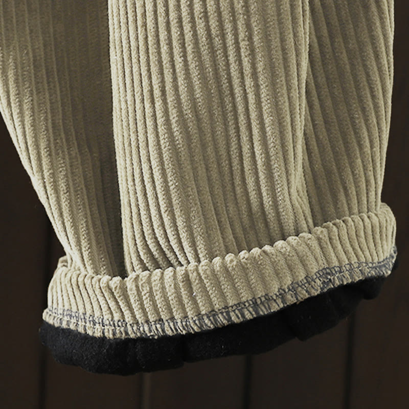 Pantalon Buddha Stones d'hiver en velours côtelé uni pour femme, taille haute, doublé polaire et poches - image 21