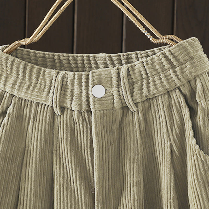 Pantalon Buddha Stones d'hiver en velours côtelé uni pour femme, taille haute, doublé polaire et poches - image 20