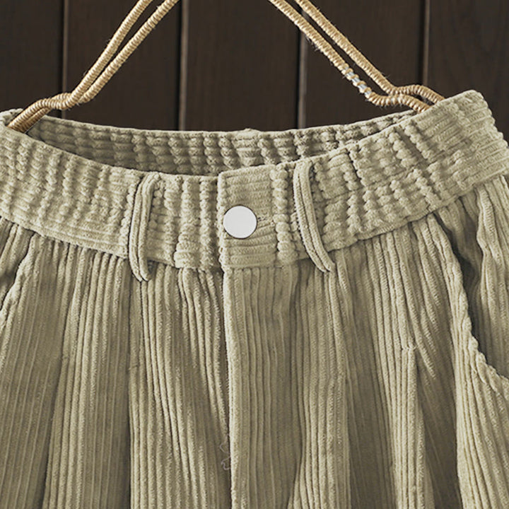 Pantalon Buddha Stones d'hiver en velours côtelé uni pour femme, taille haute, doublé polaire et poches - image 20