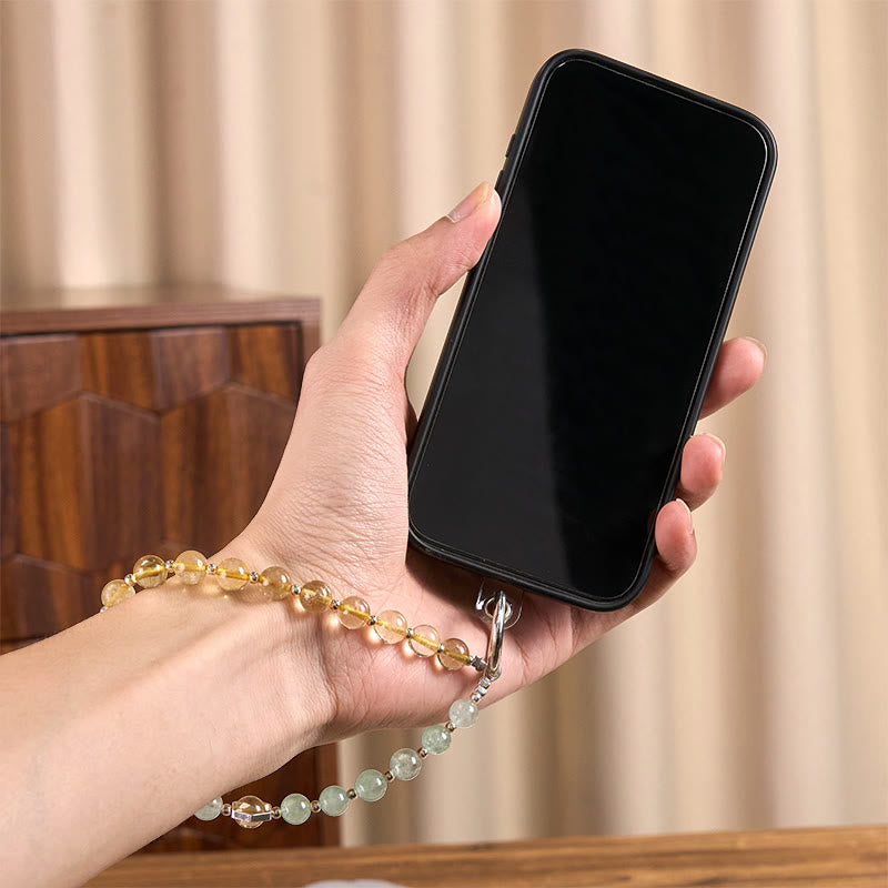 Buddha Stones Quartz Fraise Vert Citrine Porte-clés Apaisant Perles Décoration à Suspendre au Téléphone - image 4