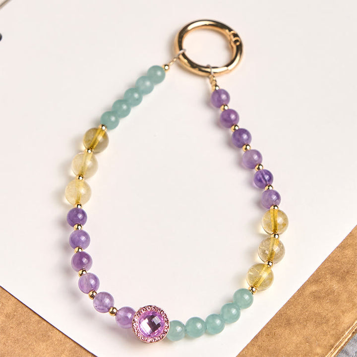 Buddha Stones Améthyste Verte Aventurine Porte-clés Éveil Spirituel Décoration à Accrocher pour Téléphone - Améthyste (Méditation ♥ Équilibre) - image 0