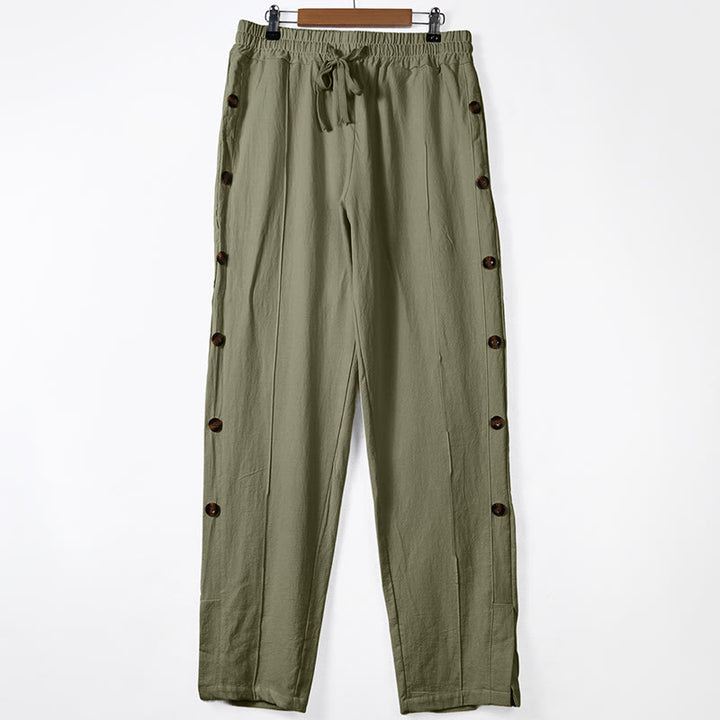Pantalon en coton uni avec poches et boutons latéraux pour homme Motif Buddha Stones - Vert foncé - US/UK/AU46，EU56 (3XL) - image 7