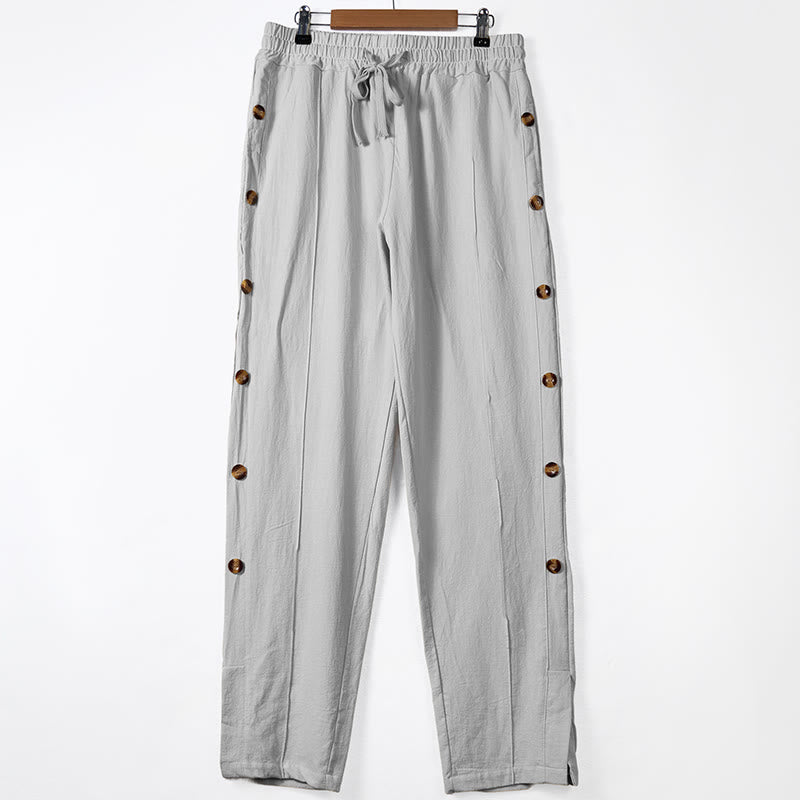 Pantalon en coton uni avec poches et boutons latéraux pour homme Motif Buddha Stones - Gris clair - US/UK/AU46，EU56 (3XL) - image 8