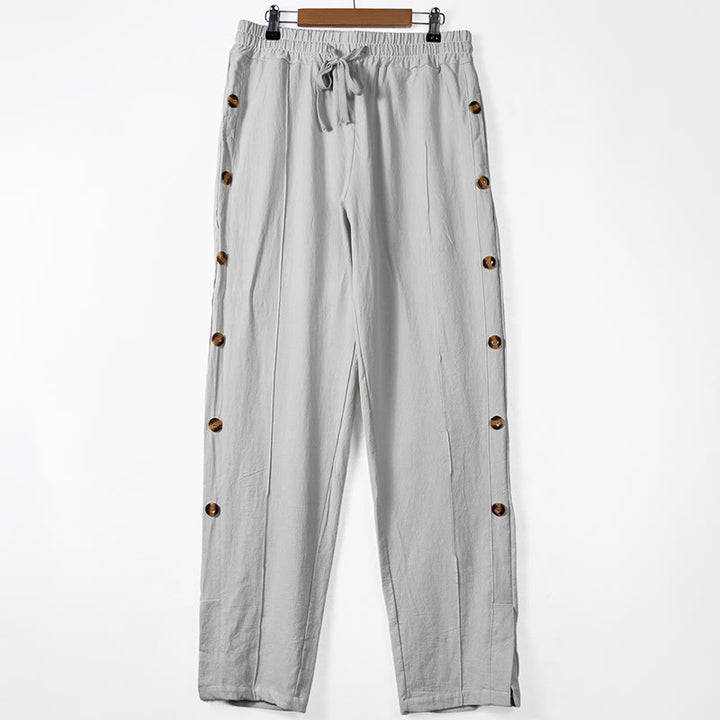 Pantalon en coton uni avec poches et boutons latéraux pour homme Motif Buddha Stones - Gris clair - US/UK/AU46，EU56 (3XL) - image 8